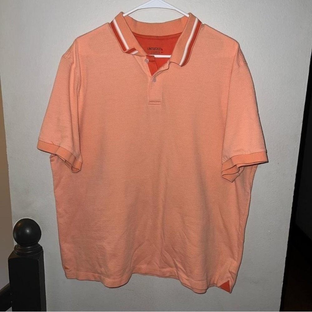 UNTUCKit Men's XXL Orange Geometric Polo Shirt – Casual Preppy Golf Style